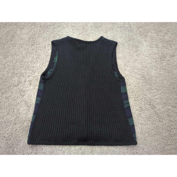 Prophecy Vest Sweater Womens M PETITES Green Plaid Button Up Made in Hong Kong - Picture 5 of 6